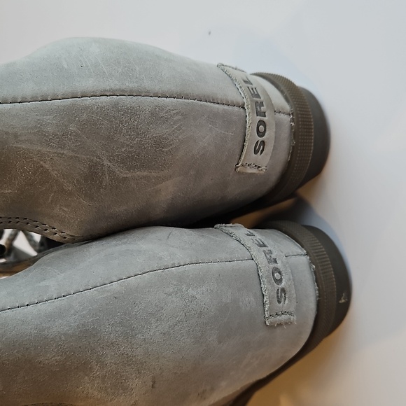 Sorel Light Gray Joanie II Lace Webbing Wedge Sandals 9 - Picture 7 of 10